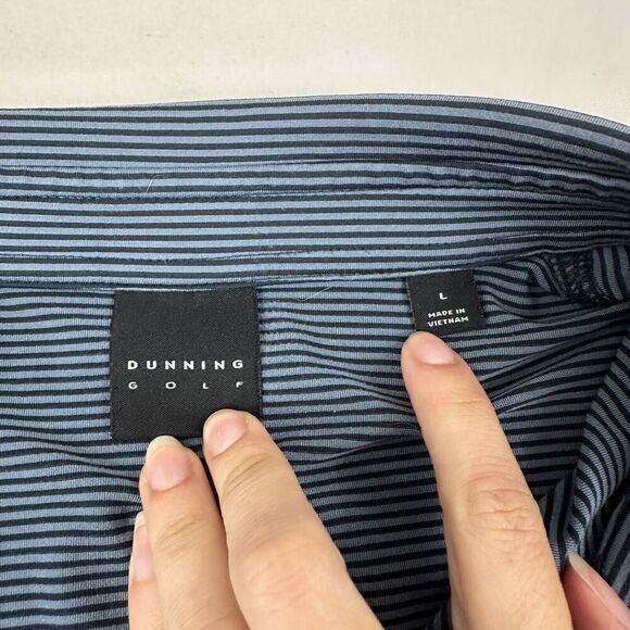 Dunning Golf Riverbend Country Club 1957 Blue Striped Polo Shirt S/S Sz L - Picture 4 of 6